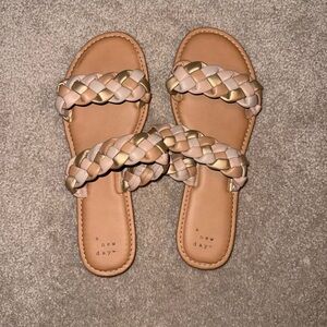 A New Day Women's Braided Sandals - Gold and Tan